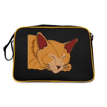 Sleeping Cat Illustration Gift - Retro Bag - black/gold - Back
