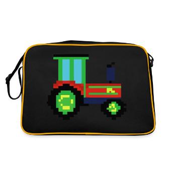 Tractor pixelated gift idea pixel tractor - Retro Bag - black/gold - Back