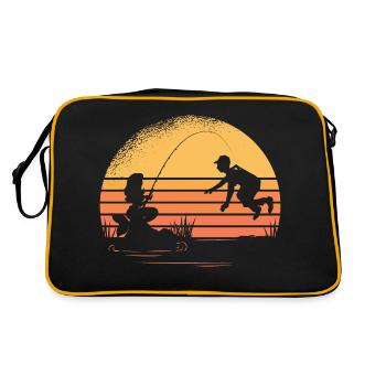 Meerjungfrau Fischerei Fischer Meerjungfrau Fische - Retro Tasche - Schwarz/Gold - Hinten