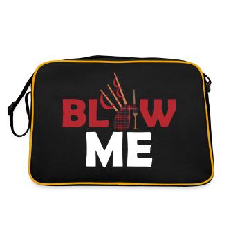 Blow Me Bagpipe Scotsman Bagpiper - Retro Tasche - Schwarz/Gold - Hinten