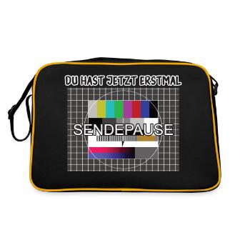 Du hast jetzt erstmal Sendepause / 90er Testbild - Retro Tasche - Schwarz/Gold - Hinten