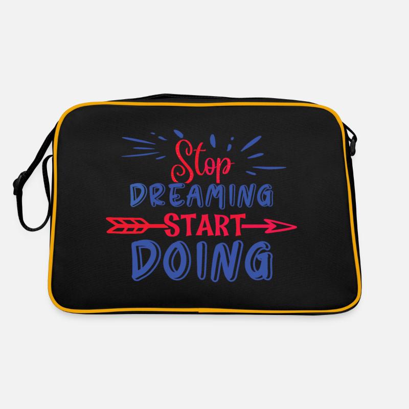 Stop Dreaming Start Doing motivation gewinner mach Retro Tasche