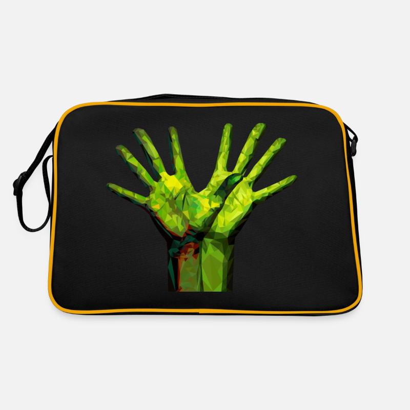 Grüne Palmen - Retro Tasche - Schwarz/Gold
