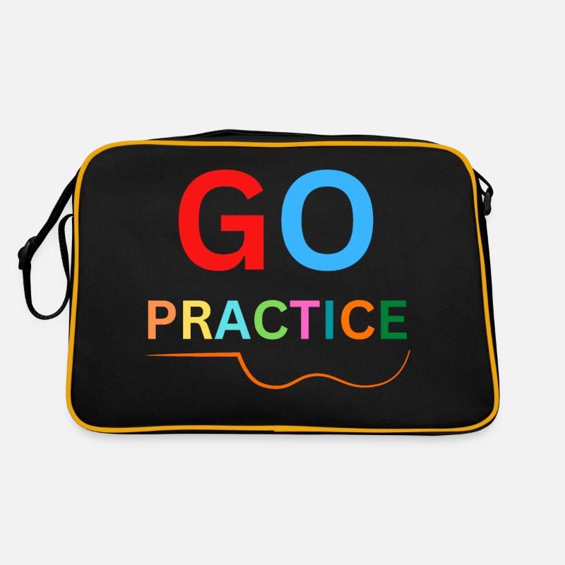 Practice Violin - Go Practice- Rainbow Text - Retro Bag - black/gold