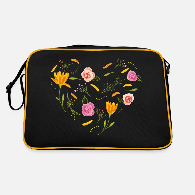 Isoliertes Blütenherz Retro Tasche