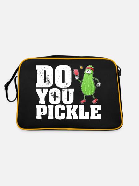 Pickle Gurke Pickelball Schläger Lustig - Retro Tasche - Schwarz/Gold - Hinten