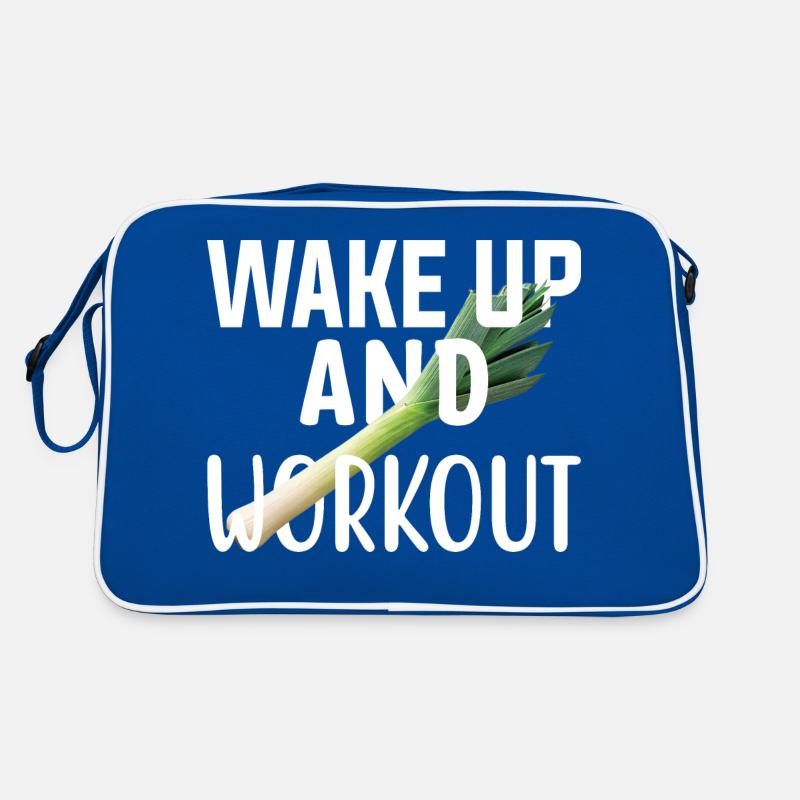 Wake up and workout Get up and exercise. Retro Bag