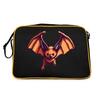 8 bit flying fox in retro and vintage pixel art - Retro Bag - black/gold - Back