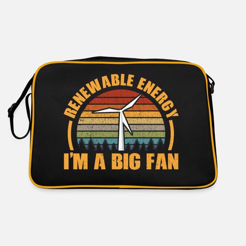 Retro Background Wind Power Lover Renewable Energy - Retro Tasche - Schwarz/Gold