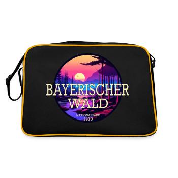 Nationalpark Bayerischer Wald - Retro Tasche - Schwarz/Gold - Hinten