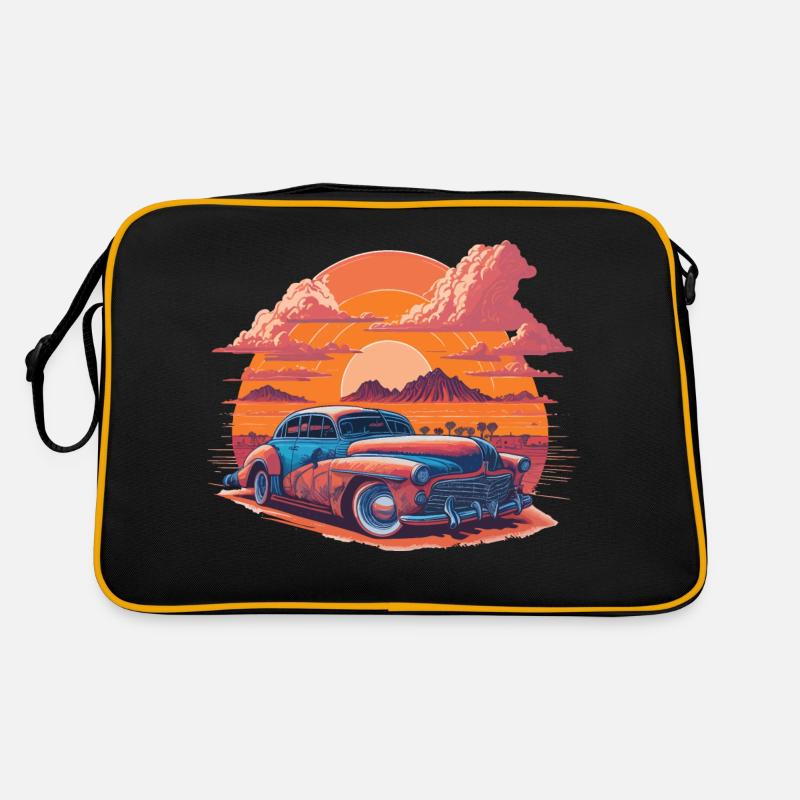 Coucher de soleil vibrant dans le désert Sac Retro