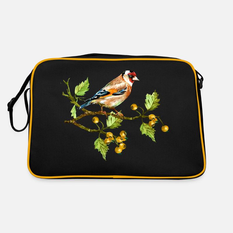 Bunter Vogel - Retro Tasche - Schwarz/Gold