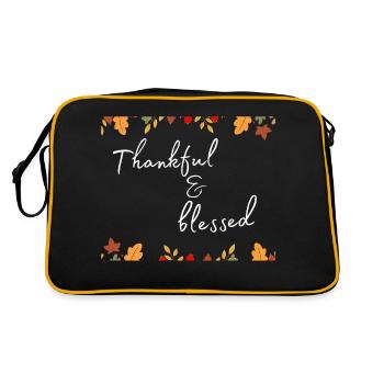 Thanksgiving - Thankful & bless Shirt - Retro Tasche - Schwarz/Gold - Hinten