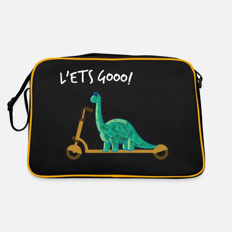 Niedlicher Dino Kleiner Dinosaurier Blau mit Roller Retro Tasche