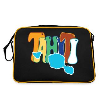 Belle idee cadeau souvenir carte de l'ile Tahiti - Sac Retro - noir/or - Dos
