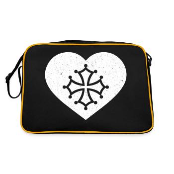 Okzitanien Occitanie Frankreich Herz Wappen - Retro Tasche - Schwarz/Gold - Hinten