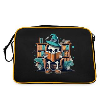 halloween skeleton reading a book - Sac Retro - noir/or - Dos