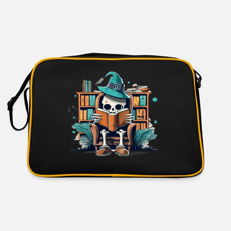 Halloween Skeleton Reading a Book Retro Bag