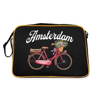 Amsterdam Fleur Vélo Souvenir Hollandais - Sac Retro - noir/or - Dos