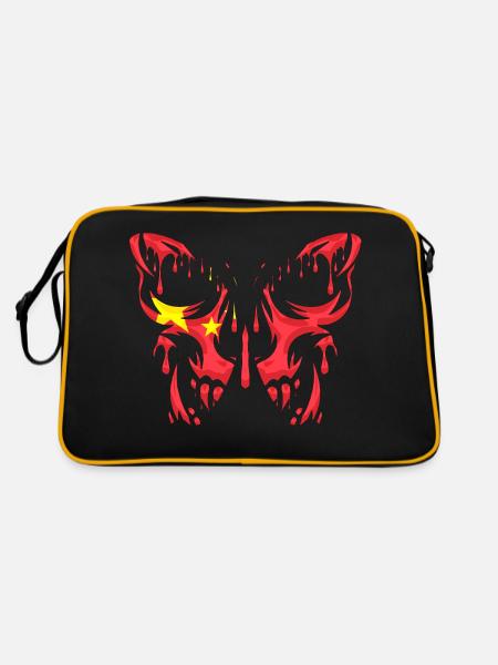 China Landesflagge offizielle Staaten Kontinent - Retro Tasche - Schwarz/Gold - Hinten