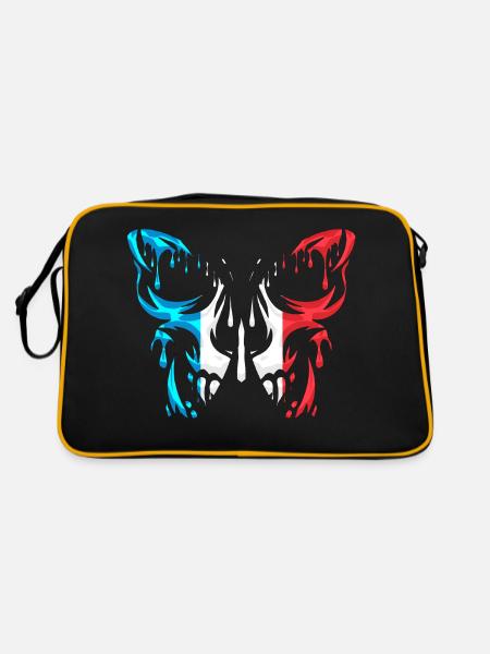 Frankreich, Länderflagge, offizielle Staaten, Kontinent - Retro Tasche - Schwarz/Gold - Hinten