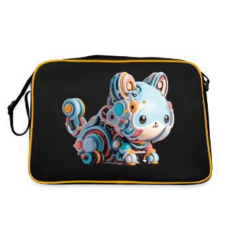 Colorful Abstract Robot Cat - Retro Bag - black/gold - Back