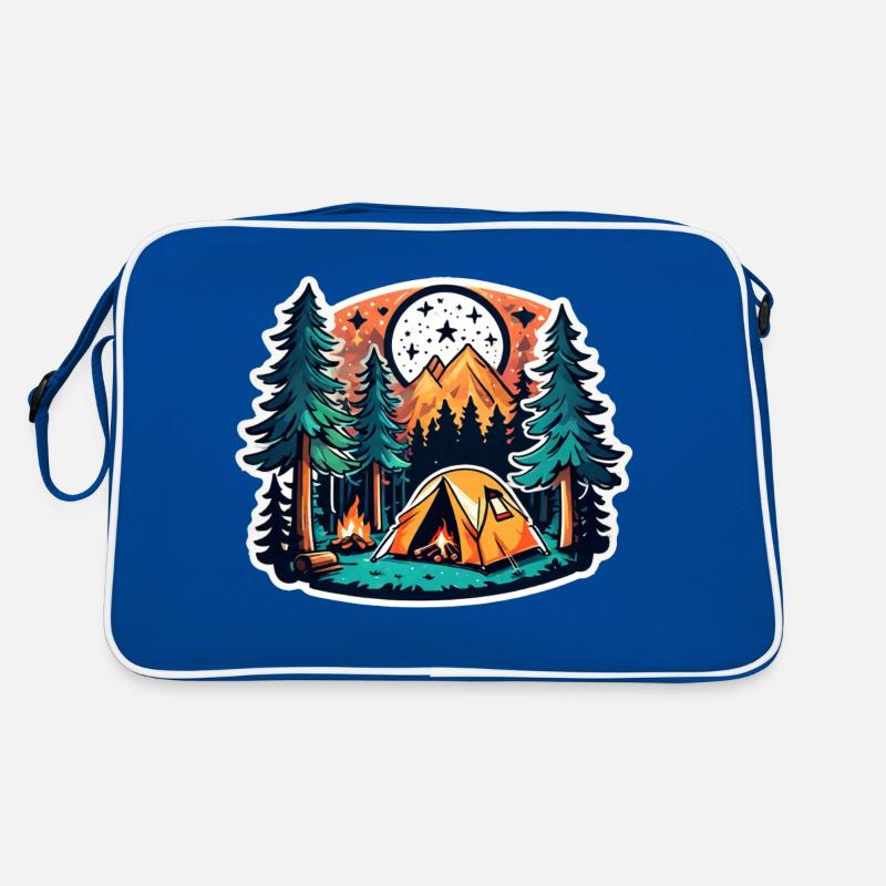 Camping, tent and campfire Retro Bag