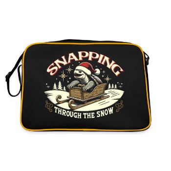Snapping Turtle Santa Christmas - Retro Bag - black/gold - Back
