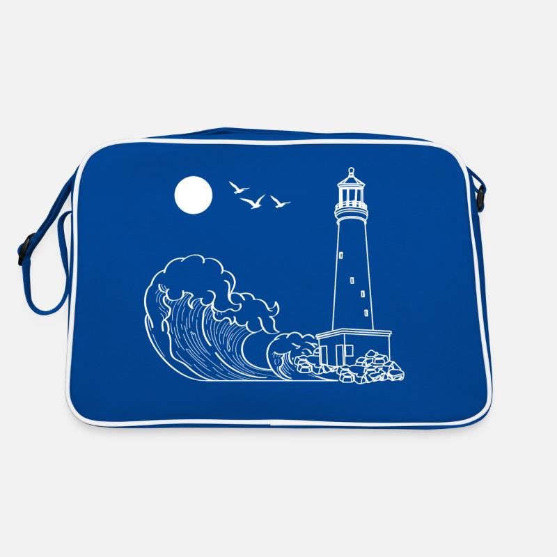 Seagulls Waves Ocean Gift Full Moon Lighthouse Retro Bag