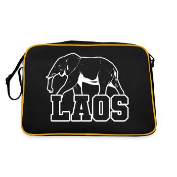 Laos Laote Laoten Flagge Elefant Lao I Geschenk - Retro Tasche - Schwarz/Gold - Hinten