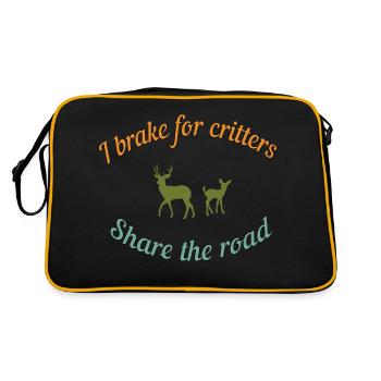 I brake for critters - Retro Bag - black/gold - Back