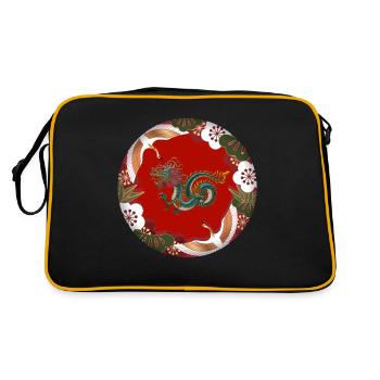 2024, Dragon, Art Relief japonais Vintage 2024 - Sac Retro - noir/or - Dos