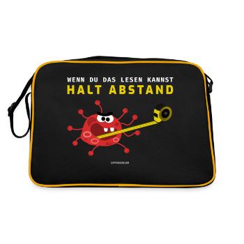 Halt Abstand - Retro Tasche - Schwarz/Gold - Hinten