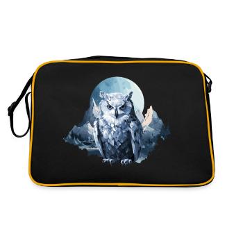 Schnee Eule - Retro Tasche - Schwarz/Gold - Hinten