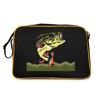 poisson, poisson, pêche, lac, mer, pêche, faune, exotique - Sac Retro - noir/or - Dos