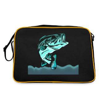 poisson, poisson, pêche, lac, mer, pêche, faune, exotique - Sac Retro - noir/or - Dos
