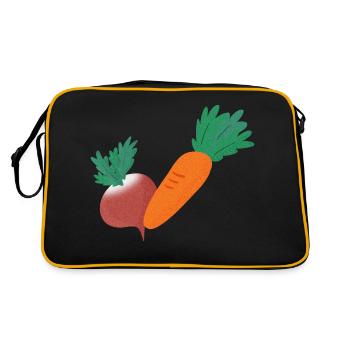 Radieschen & Karotte - Retro Tasche - Schwarz/Gold - Hinten