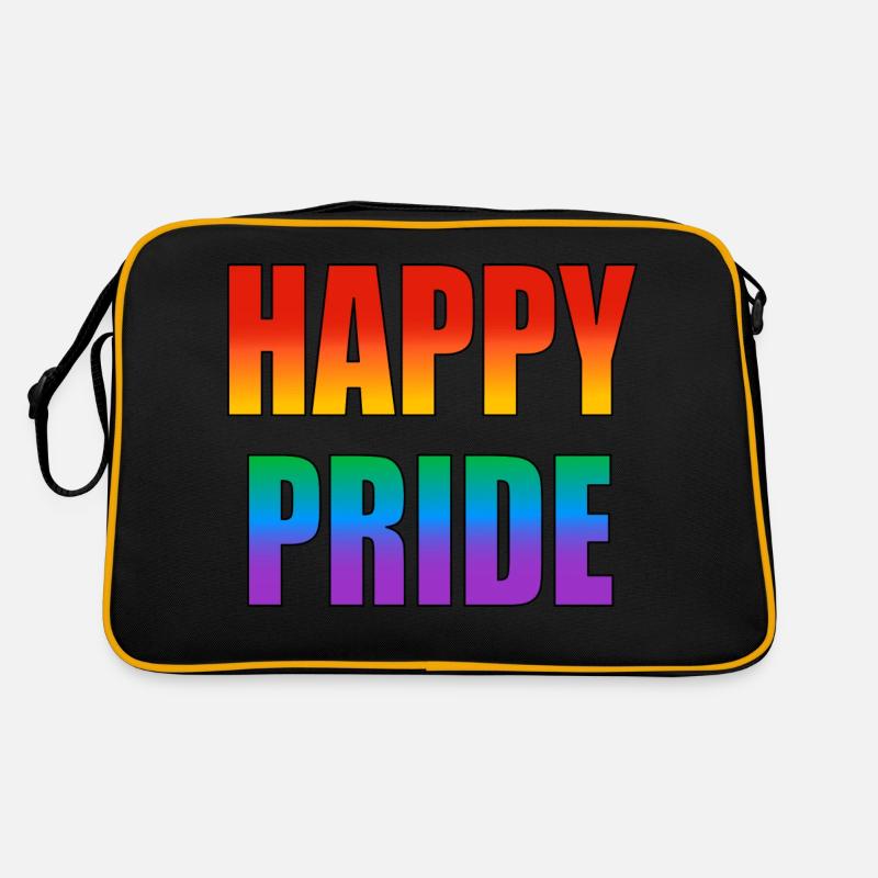 Happy Pride Regenbogen-Text Retro Tasche