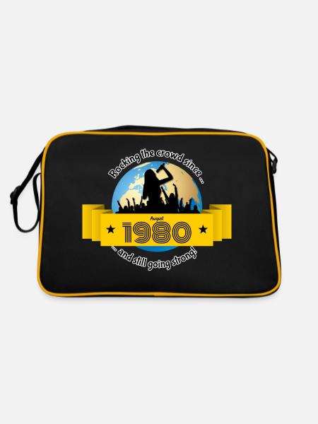 44. Birthday Rocking the crowd since 08/1980 - Retro Bag - black/gold - Back