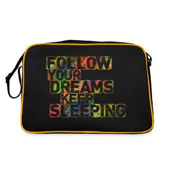 Folge deinen Träumen Schlaf weiter - Retro Tasche - Schwarz/Gold - Hinten