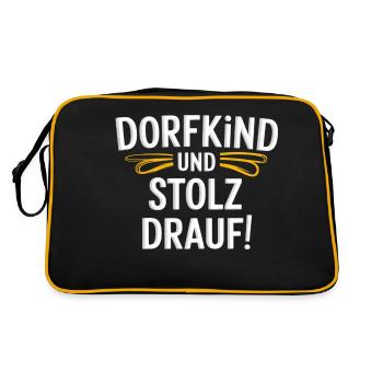 Dorfkind und stolz drauf! - Retro Tasche - Schwarz/Gold - Hinten