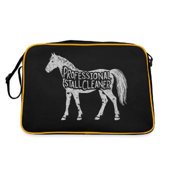 Lustiges Design für Stallpflegeprofis - Retro Tasche - Schwarz/Gold - Hinten