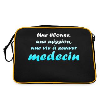 Docteur médecin infirmier sante blouse blanche - Sac Retro - noir/or - Dos
