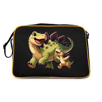 Stegosaurus mother and child - Retro Bag - black/gold - Back