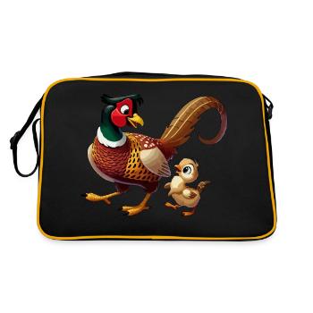 Pheasant male with child - Retro Bag - black/gold - Back