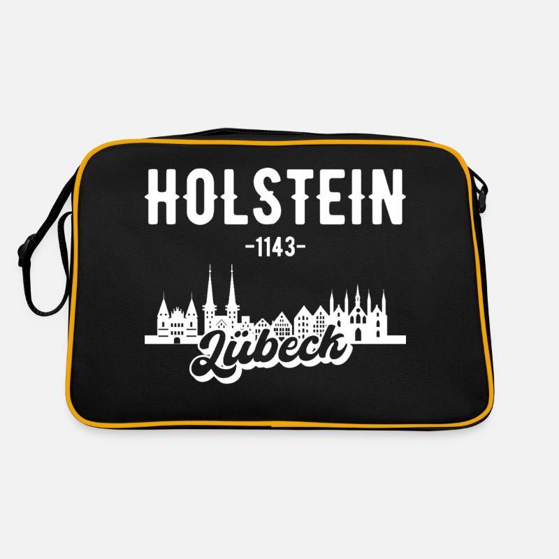 Lübeck Skyline Lübecker Geschenk - Retro Tasche - Schwarz/Gold