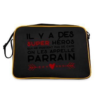 parrain super héros cadeau parrain - Sac Retro - noir/or - Dos