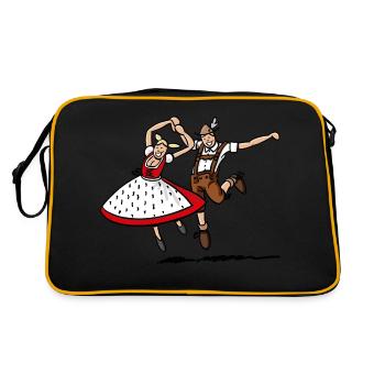 Jumping Bavarian Dancer Couple - Retro Bag - black/gold - Back