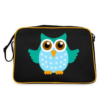 Eule - Retro Tasche - Schwarz/Gold - Hinten