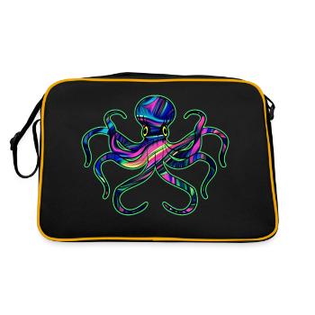 Krake fluorescent by The Manzanita - Sac Retro - noir/or - Dos